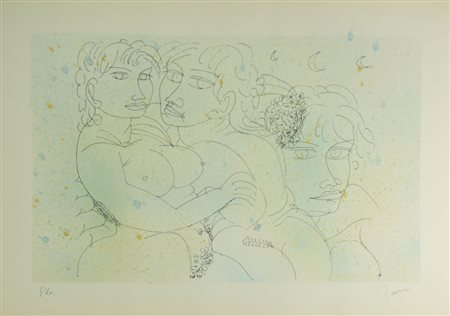 Tono Zancanaro FIGURE litografia su carta, cm 50x70, es. P. di C. firma e...