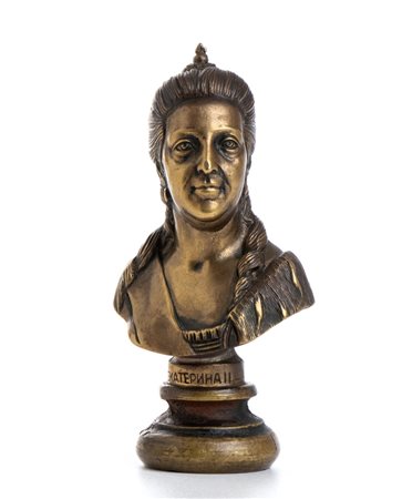 piccolo busto in bronzo di Caterina di Russia h 9 produzione russa