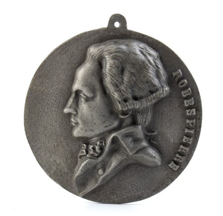 Medaglione in metallo Diametro: 13 cm Raffigurante busto di Robespierre