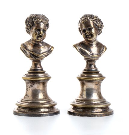 coppia di bustini allegorici jean qui rit et jaen qui pleure in bronzo...