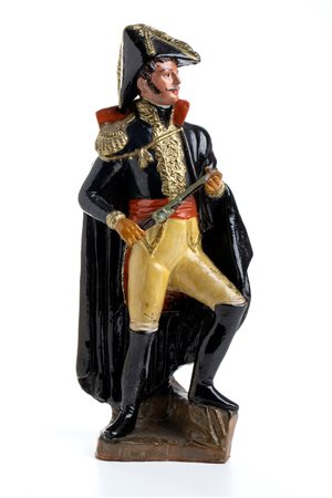Scultura in terraccotta policroma H: 33 cm raffigurante Ufficiale Francese....