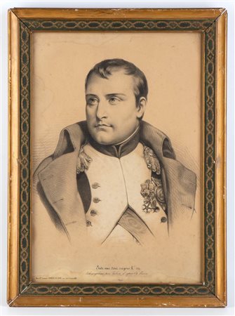 Ritratto di Napoleone 37x50 Litografia in cornice lignea.