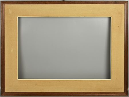 CORNICE IN LEGNO completa di passepartout cm 58,5x75,5, luce cm 38x55 Graffi...