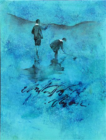 CONTE Guillermo, Ninos pescando en azul