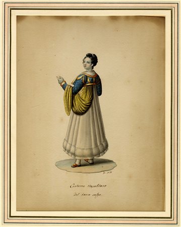 Michela De Vito, Lotto composto di 5 disegni di costumi popolari napoletani. 