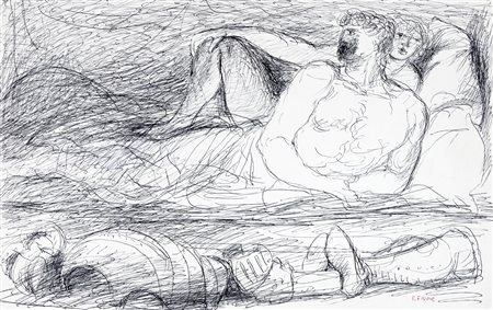 Salvatore Fiume, Coppia di nudi distesi con armatura. 