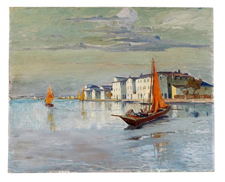 Fragiacomo Pietro Fragiacomo  [attribuito a], Riflessi in laguna. 