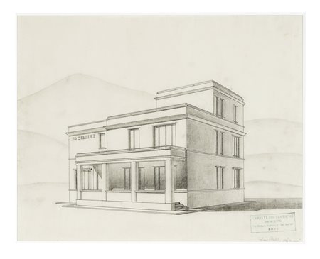 Virgilio Marchi, Laboratorio razionalista per Ufficiali di Collaudo al Polverificio di Segni. Prospetto. 1932.