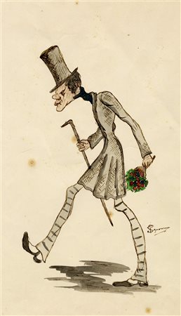 Telemaco Signorini, Uomo con bastone e bouquet. 