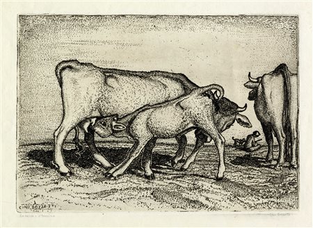 Cino Bozzetti, Lotto composto di 3 incisioni a tema campestre. 