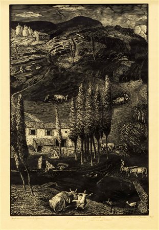 Mario Delitala, Lotto composto di 2 incisioni. 1921-39.