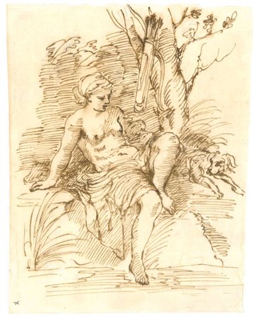 Maestro veneziano, Diana al bagno, fine XVIII secolo, penna a inchiostro...