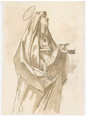 Maestro veneto, Vergine Maria, seconda meta XVIII secolo, penna a inchiostro...