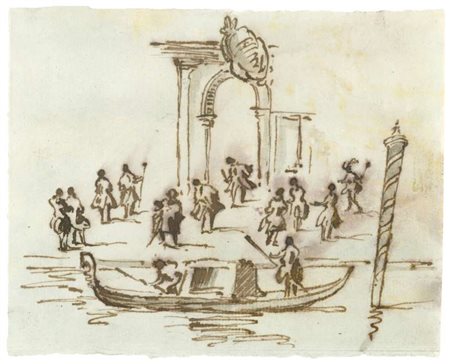 Seguace di Francesco Guardi (Venezia 1712 – 1793), Studio di figure con...