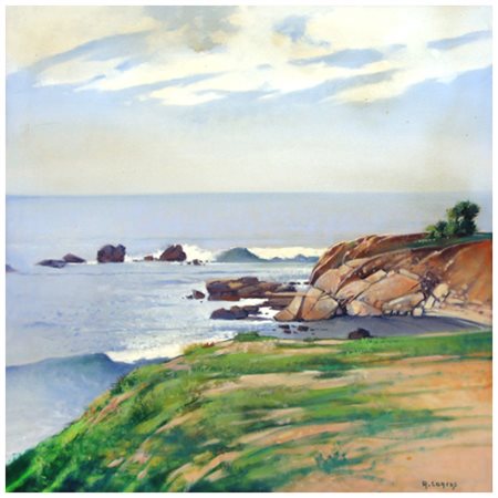 RENZO CORCOS Livorno ? Antignano, Livorno Olio su tela 50 x 50. Firma in b. a...