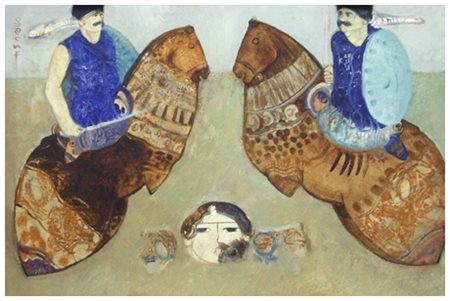 MOHAIER DARIUSH Teheran 1944 Senza titolo Olio su cartone telato 20 x 30....