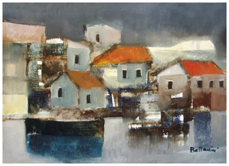 LIDO BETTARINI Sesto Fiorentino 1927 Marina 1976 Olio su tela 25 x 35. Firma...