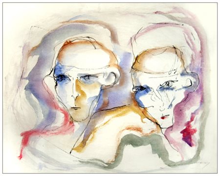 ERNESTO TRECCANI Milano 1920 – 2009 Senza titolo Olio e t.m. su tela 40 x 50....