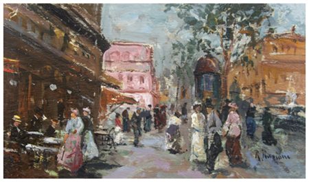 a firma di RAFFAELE RAGIONE Parigi Olio su cartine 12 x 21,5. Firma in b. a...