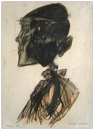 a firma di GIUSEPPE GUERRESCHI Uomo 1961 Tecnica mista su carta 48,2 x 34,5....