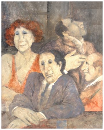 a firma di REMO SQUILLANTINI Senza titolo Olio e t.m. su tavola 50 x 40....