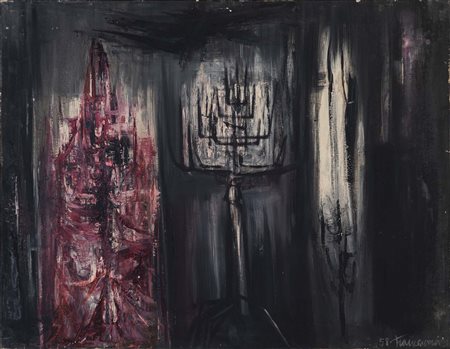 GIANCARLO FRANCESCONI (Bologna , 1930 - ) senza titolo 1958 olio su tela cm....