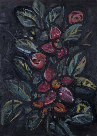 LUIGI SPAZZAPAN (Gradisca d'Isonzo 1890 - Torino 1958, - ) Fiori scuri 1951...