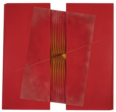 ALBERTO BIASI (Padova, 1937 - ) Vedo rosso 2003 assemblaggio (acrilici, tela...