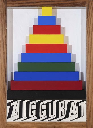 JOE TILSON (Londra, 1928 - 2023, ) Ziggurat 2002 multiplo in legno es. 72/75...