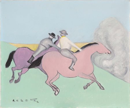 GIUSEPPE CESETTI (Tuscania, 1902 - Viterbo, 1991) Derby olio su tela cm....