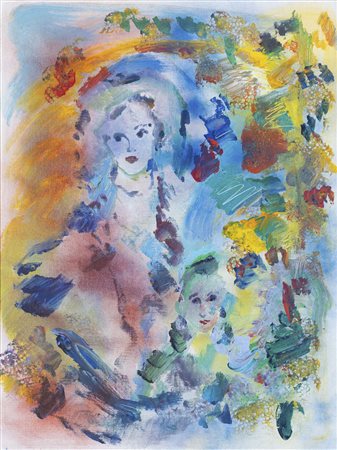 ERNESTO TRECCANI (Milano, 1920 - 2009) Figure olio su tela cm. 80x60 firma al...