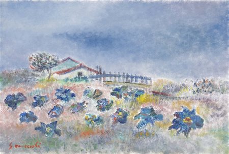 GIOVANNI OMICCIOLI (Roma 1901 - 1975, - ) Orto olio su cartone telato cm....