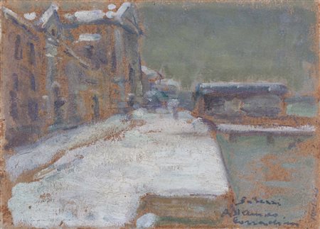 FIORAVANTE SEIBEZZI (Venezia, 1906 - 1975) Neve alle Zattere 1925 olio su...
