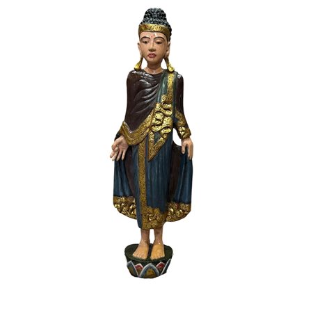 Scultura in legno, periodo inizio XIX/XX secolo raffigurante Buddha...