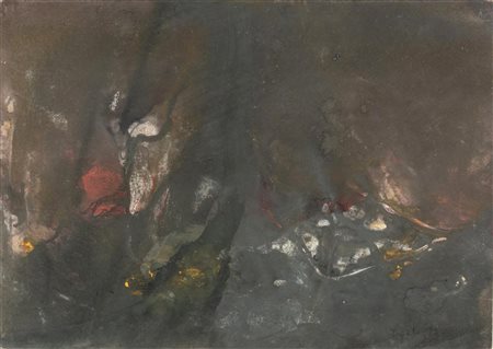 Lidia Puglioli (S. Lazzaro di Savena 1919 - Bologna 2013), “Paesaggio apocalittico antropomorfico infernale”, 1974.