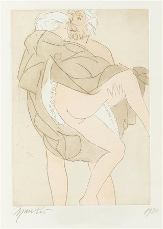 Giacomo Manzù (Bergamo 1908 - Roma 1991), “Amanti”, 1980.
