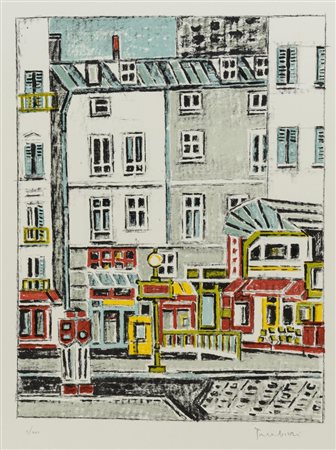Orfeo Tamburi (Jesi 1910 - Parigi 1994), “Scorcio cittadino”.