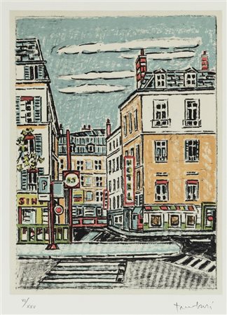 Orfeo Tamburi (Jesi 1910 - Parigi 1994), “Scorcio cittadino”.