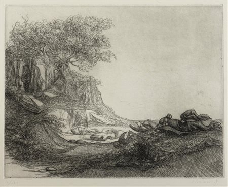 Riccardo Tommasi Ferroni (Pietrasanta 1934 - Pieve di Camaiore 2000), “Paesaggio”.