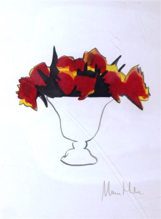 LODOLA MARCO (Dorno Pavia 1955) "Senza titolo" Tecnica mista su carta cm. H:...