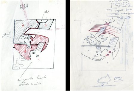 DOVA GIANNI (Roma 1925 - Pisa 1991) "LOTTO DI 2 OPERE" Tecnica mista su carta...