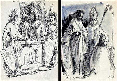 PURIFICATO DOMENICO (Fondi 1915 - Fondi 1984) "LOTTO DI 2 OPERE" china su...