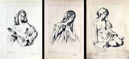 SCILTIAN GREGORIO (Russia 1900 - Roma 1985) "LOTTO DI 3 OPERE" china su carta...