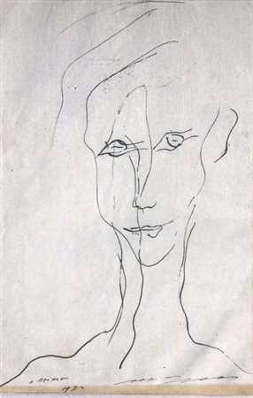 TRECCANI ERNESTO (Milano 1920 - Milano 2009) "Volto" 1972 China su carta cm....