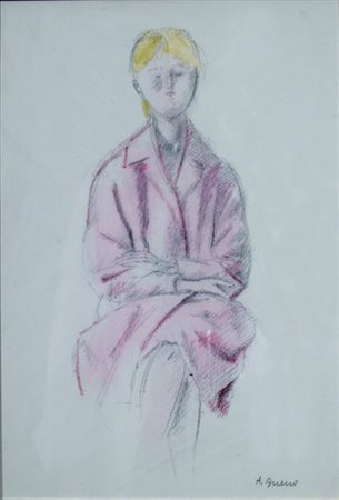 BUENO ANTONIO (Berlino 1918 - Firenze 1984) "Figura" Pastello su fondo...