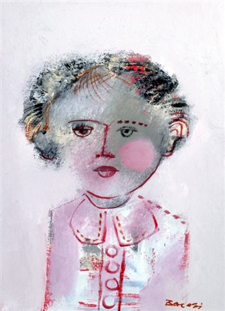 BACOSI MANLIO (Perugia 1921 - Perugia 1998) "Bambino in rosa" 1979 Olio su...