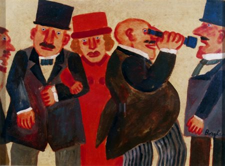 BORGHESE FRANZ (Roma 1941 - Roma 2005) "Personaggi" Olio su tela cm. H: 30.00...