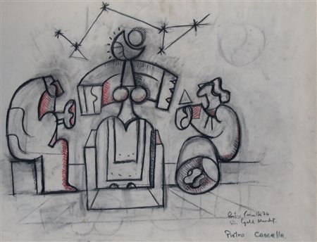 CASCELLA PIETRO (Pescara 1921 - Pietrasanta 2008) "Senza titolo" 1974...