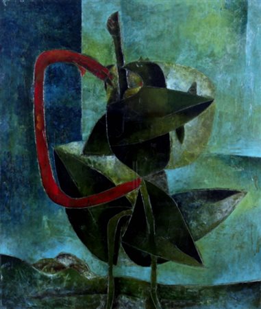 DOVA GIANNI (Roma 1925 - Pisa 1991) "Uccelli in lotta" 1958 Smalto su tela...