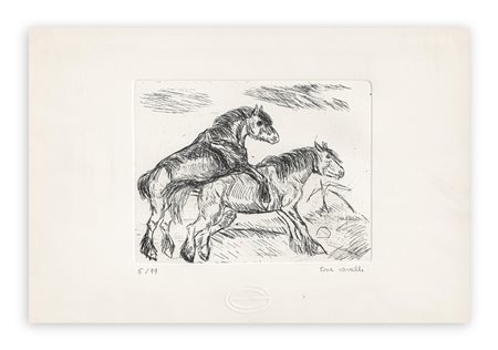 ANTONIO LIGABUE (1899-1965) - Due cavalli, 1970